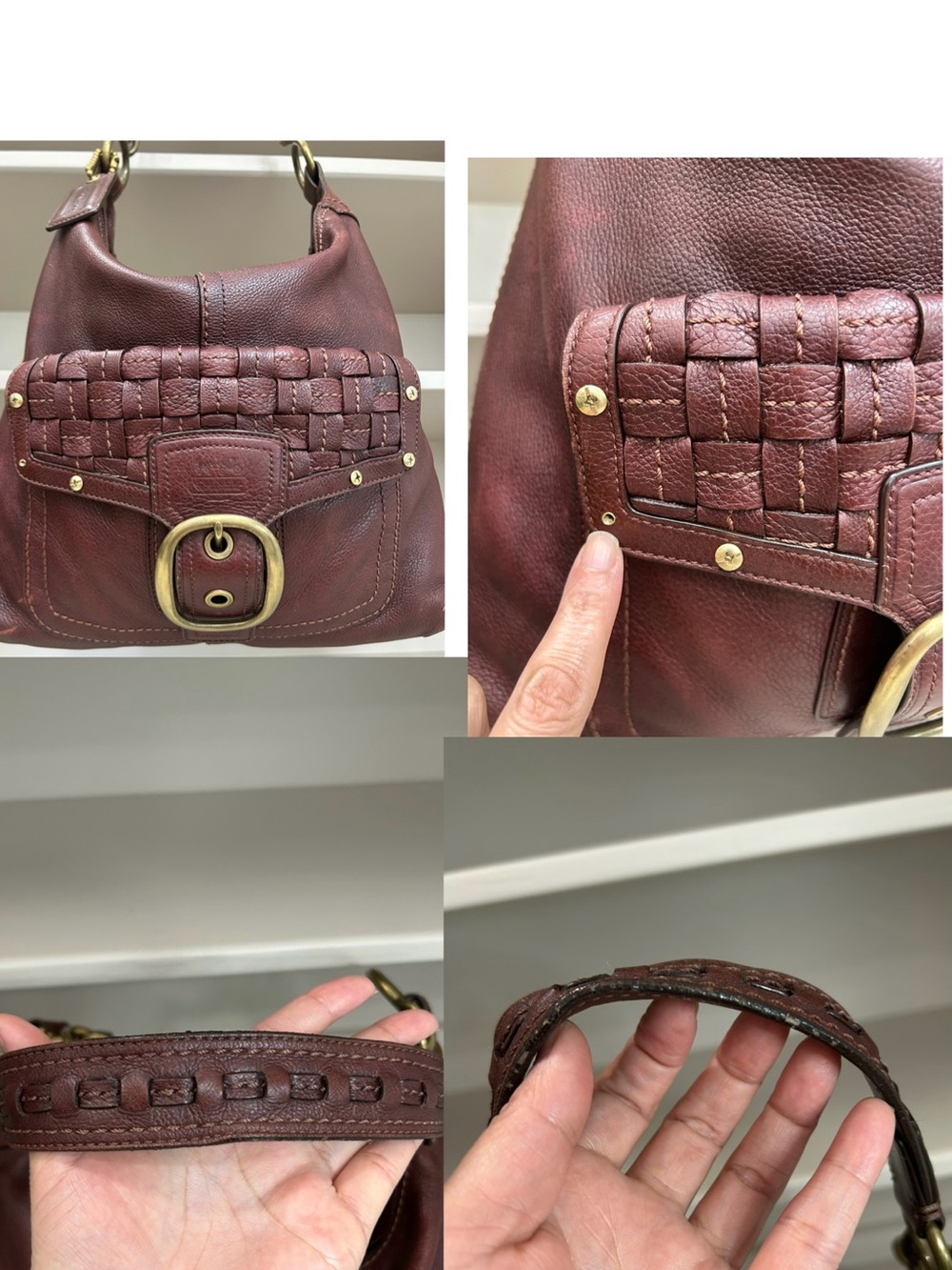 Coach Bleecker Soft Milled Cowhide Woven Pocket Hobo Tattersall Y2K Shoulder Bag - Picture 16 of 17